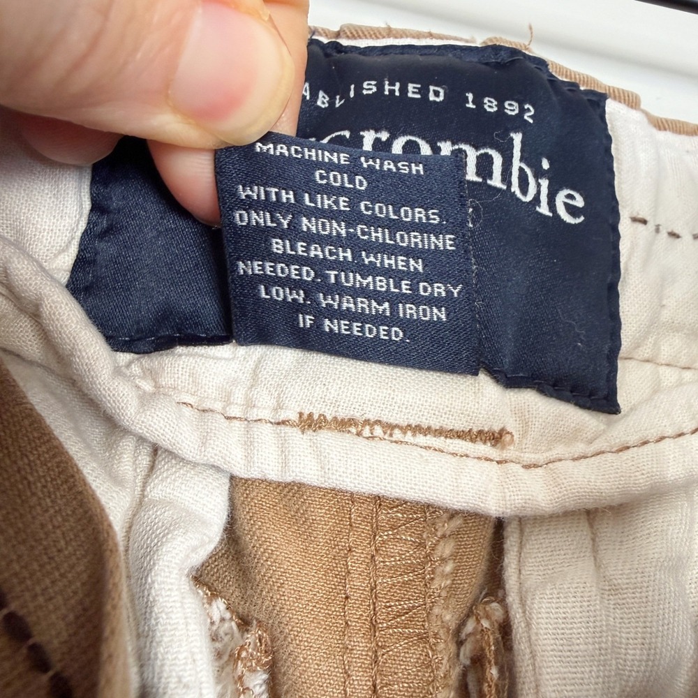 abercrombie Boys 14 Khaki Cargo Shorts Pockets Drawstring 100% Cotton Y2K Style - Picture 7 of 7